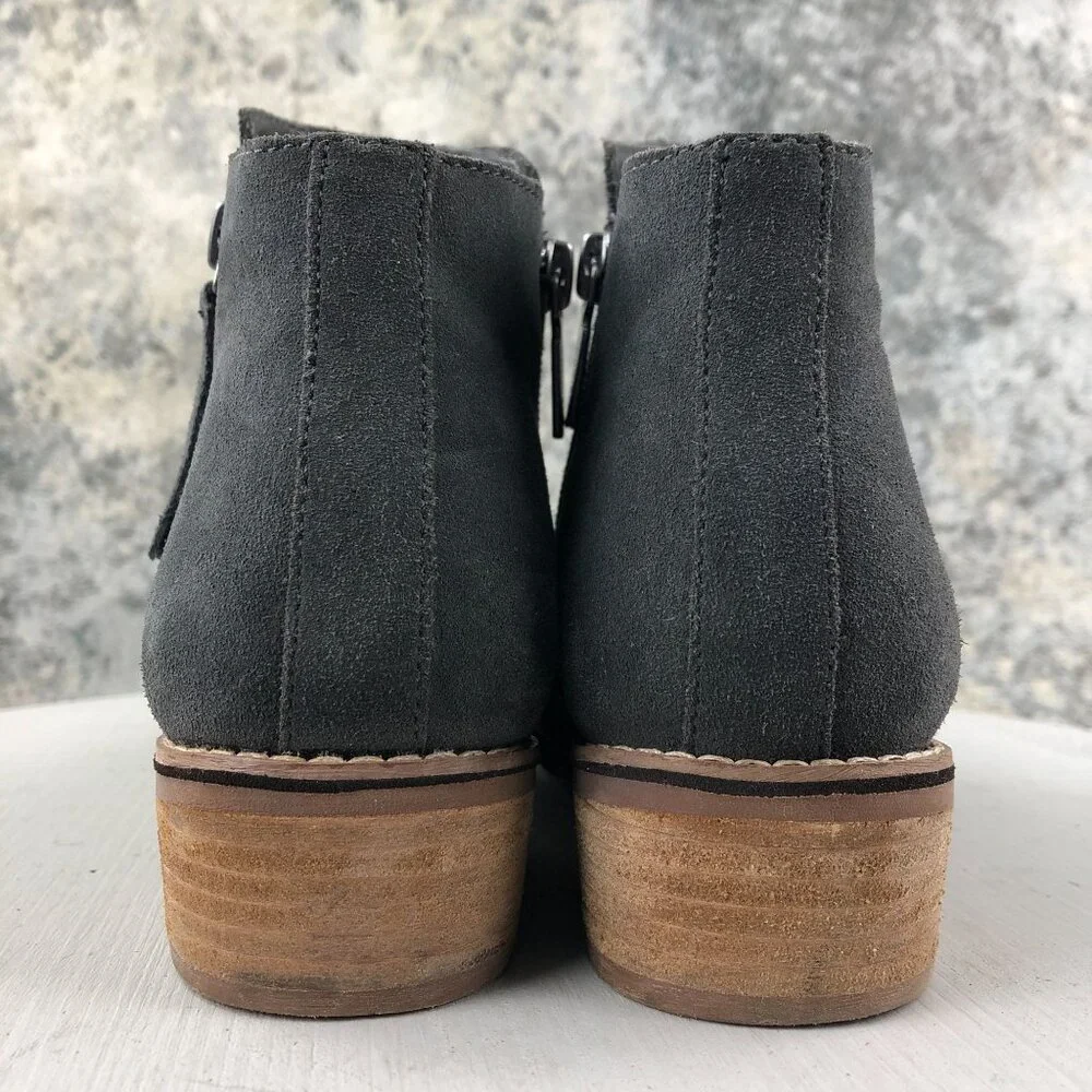Blondo Women's Size 7.5M Linda Grey Leather Waterproof Side Zip Ankle Booties